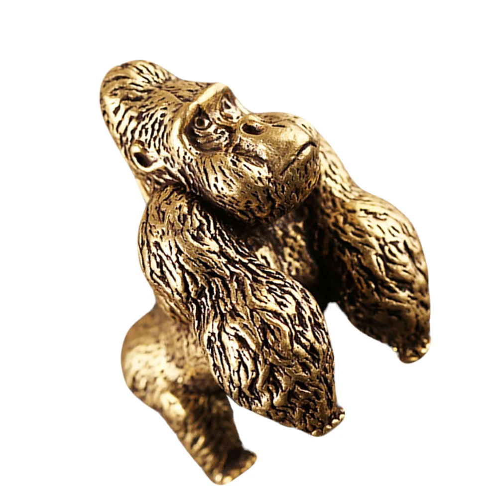 

Gorilla Statue Brass Decorfigurine Chimpanzee Mini Animal Sculpture Animals Bird Landscape Golden Gardenmicro Statues Figurines