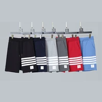 tb yarn dyed four bar striped loose shorts womens summer new casual cotton sweatpants mens couple five point pants