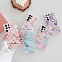 for samsung s22 ultra 5g 6d plating splice marble phone case for galaxy s20 s21 plus note 20 ultra four corners shockproof cover
