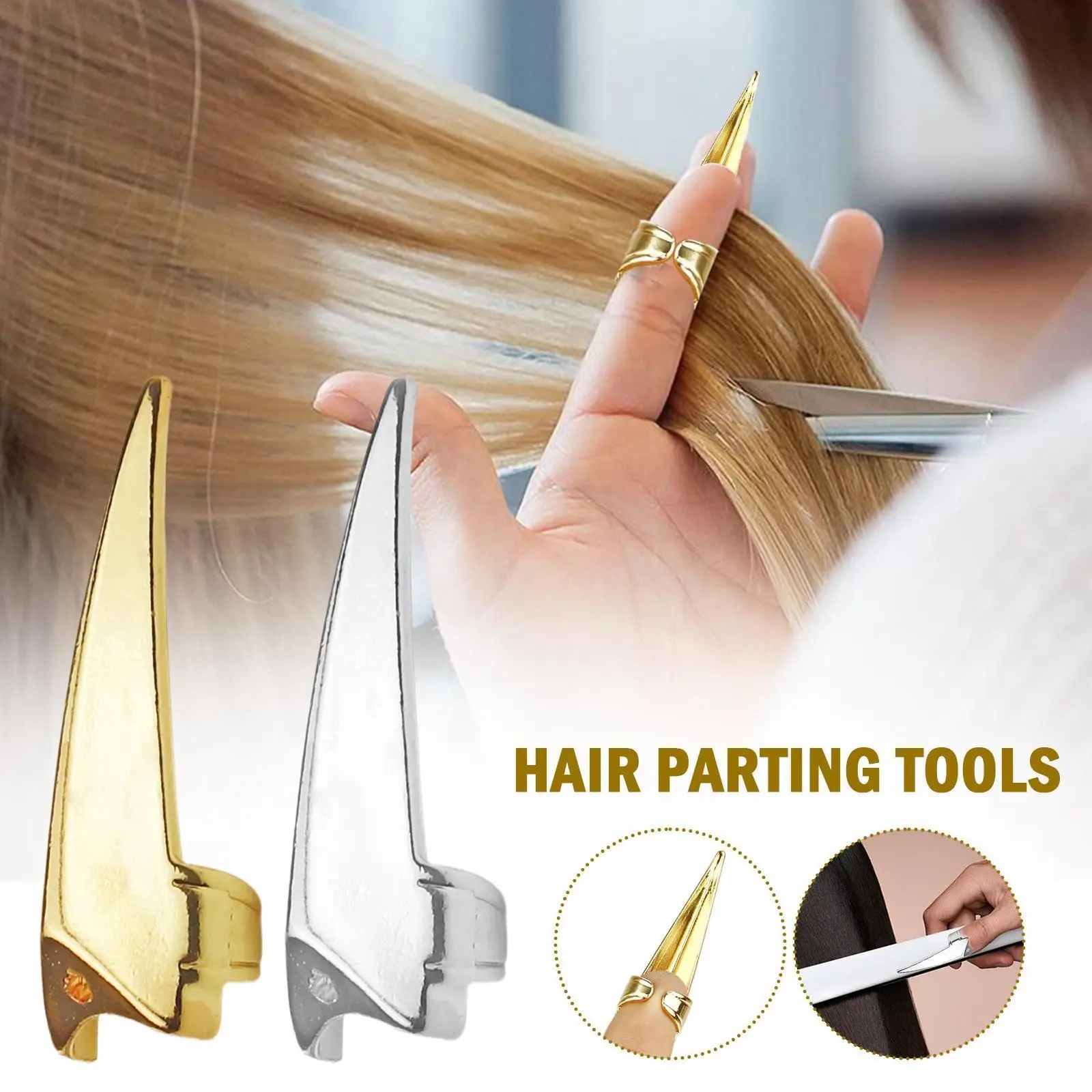 

Metal Parting Finger Tip Ring Hair Sectioning Comb Hair Curling Hair Weaving Selecting Tool Accessories Hair Braiding O9T7