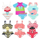 Детские купальники принцессы для девочек, красивый слитный купальник, 2 шт., для малышей, размеры детской одежды, мультяшная одежда