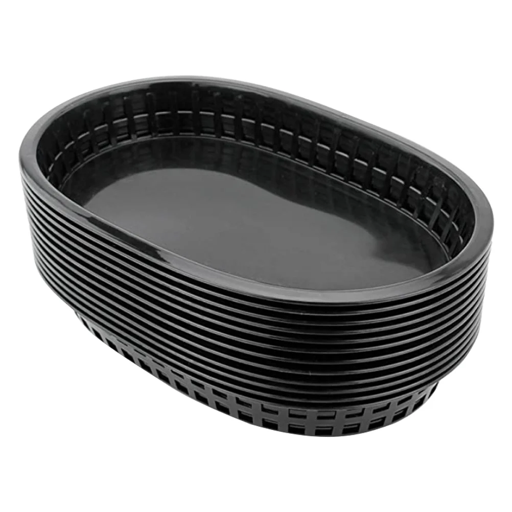 

12 Pcs French Fries Hamburger Basket Sandwiches Vegetable Breakfast Tray Plastic Fry Oval Serving Display Sushi Platter