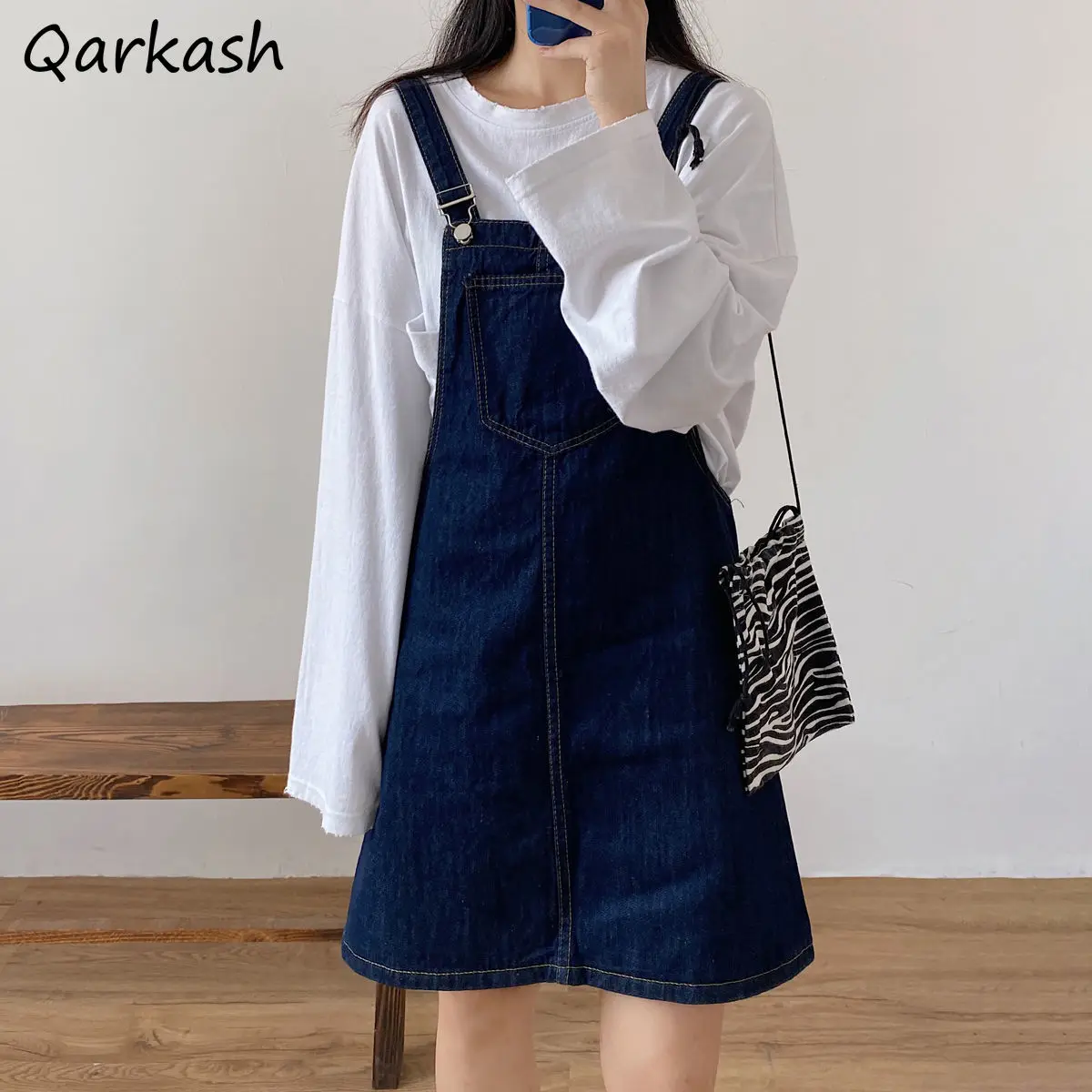 

Dresses Women Denim Young Style Preppy Fashion Solid Summer Baggy Student Chic Vintage Sleeveless All-match Streetwear Harajuku