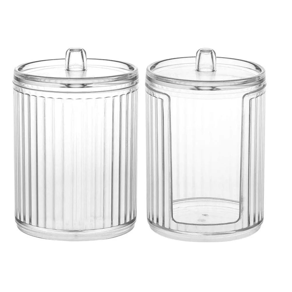 

Cotton Holder Pad Container Organizer Swab Acrylic Storage Makeup Box Qtip Jar Q Bathroom Lidtips Round Jars Facial Pads