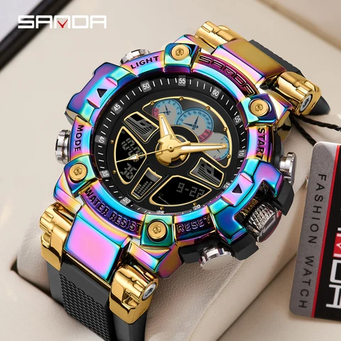 2023 SANDA 3156 Sports Military Men's Watches Luxury Digital Watches 50M Waterproof Quartz Wristwatches for Men