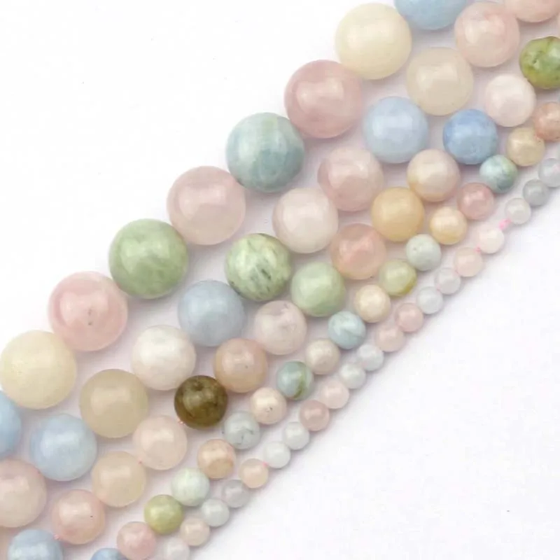 

6mm 8mm 10mm Natural morganite stone beads natural GEM beads DIY loose beads for bracelet making strand 15