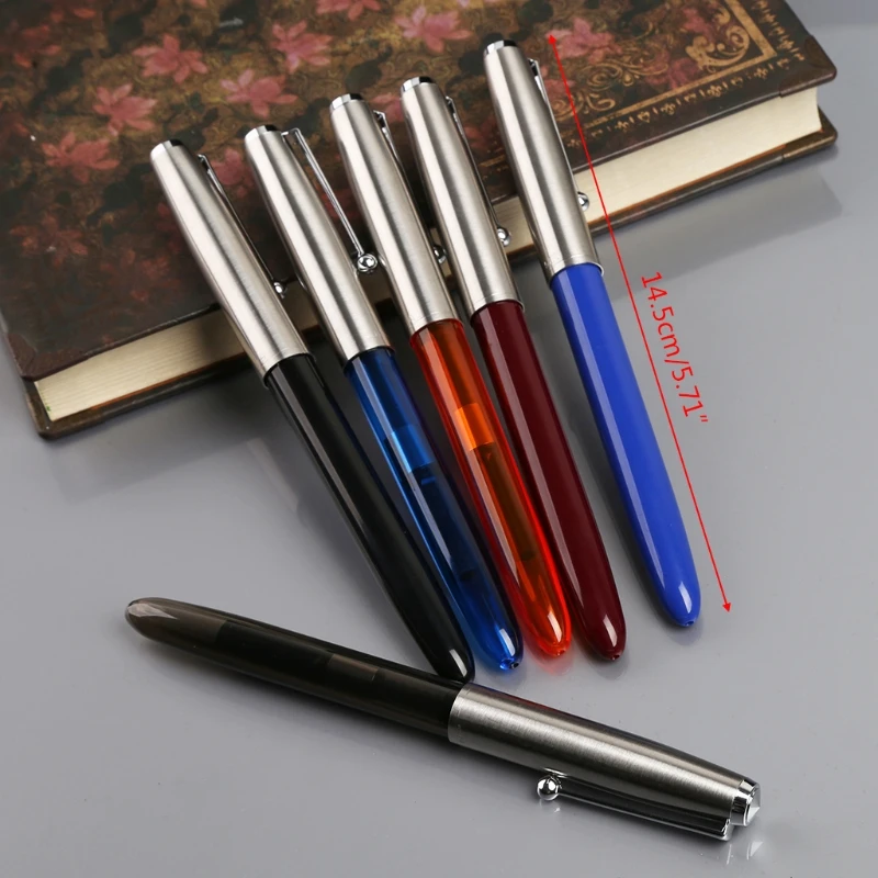 

57EC Vintage Stainless Steel Fountain Pen 0.38mm Nib Business Office Gift