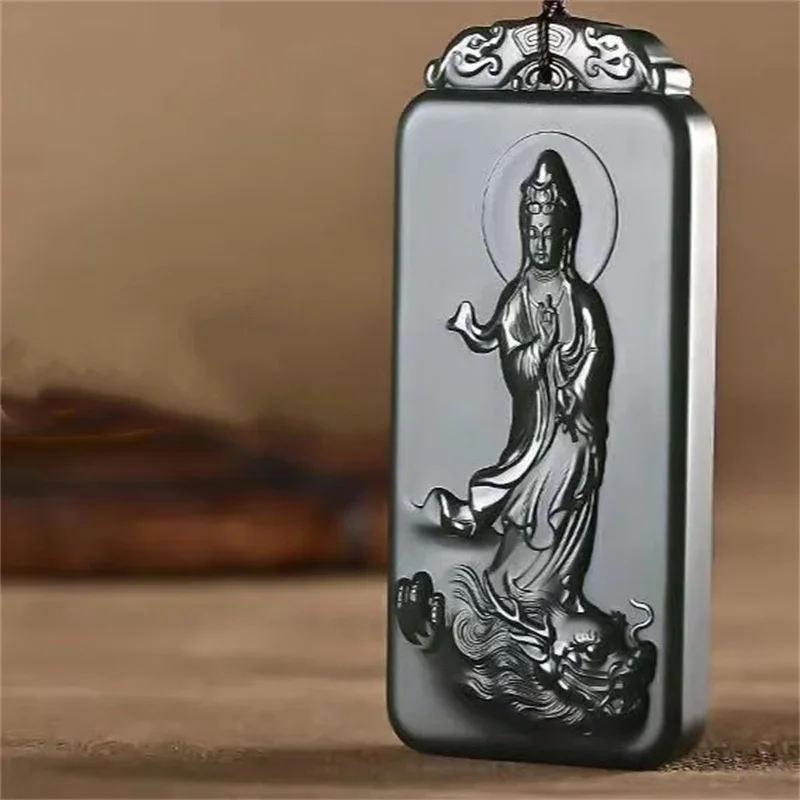 Jia Le/ручная резьба/ He Tian голубой нефритовый кран Гуань Инь ожерелье кулон модные