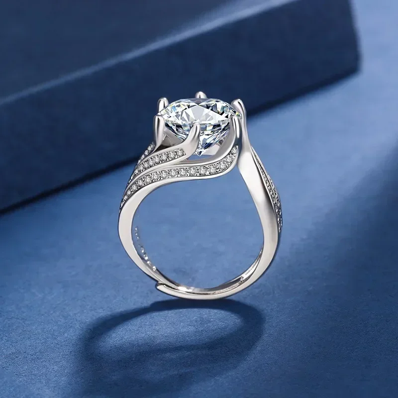 Кольца с цирконом роскошное 6-зубчатое кольцо муассанитом обручальное брендовое