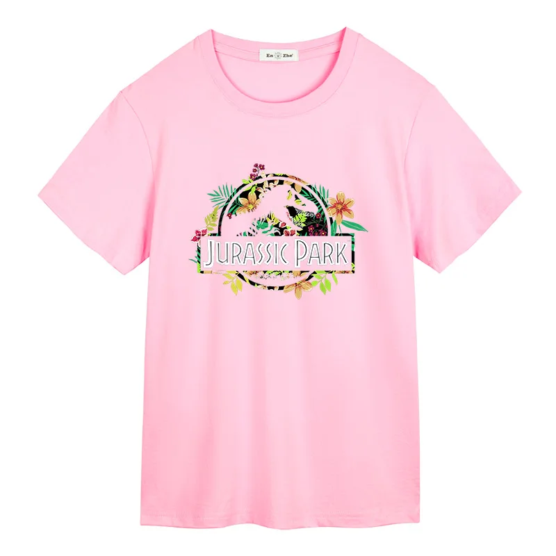 Футболка Парк Юрского периода с цветочным тропическим логотипом 100% хлопок