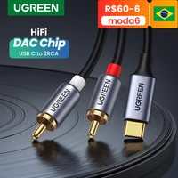 ugreen usb c to 2 rca audio cable adapter type c to rca jack audio cord compatible with home theater amplifier dvd tv speaker