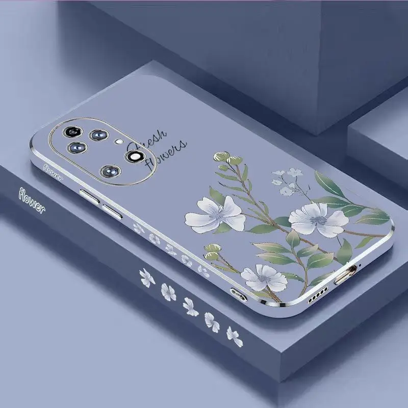 

Camellia Flower Luxury Plating Phone Case For Huawei P50 P40 P30 P40 Lite P20 Pro Nova 10SE 9SE Mate 50 40 30 Pro Cover