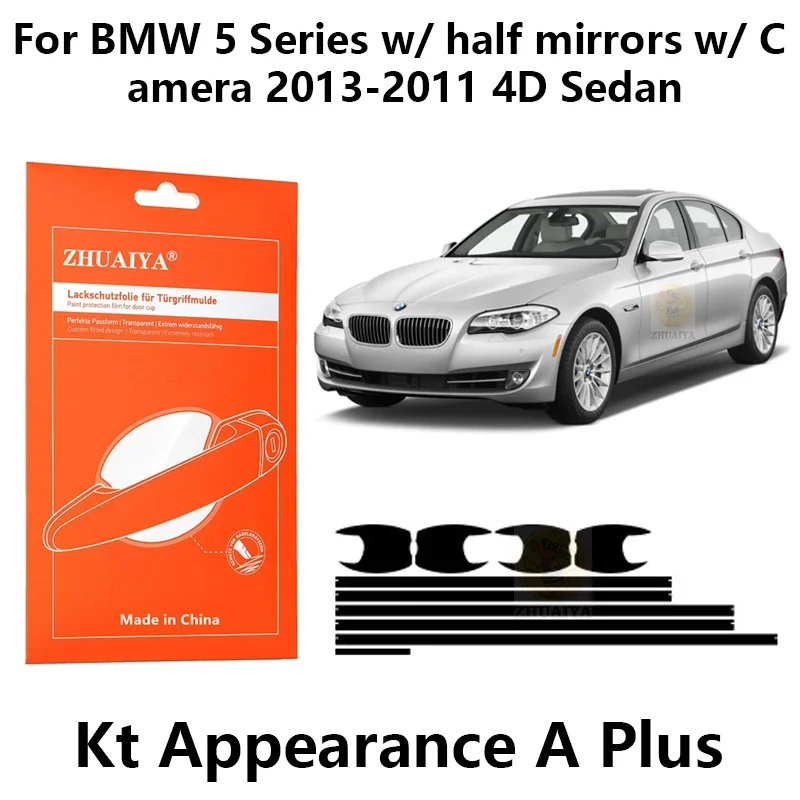 

ZHUAIYA Door Edge Guards Door Handle Cup Paint Protection Film TPU PPF For BMW 5 Series w/ half mirrors w/ Camera 2013-2011 4D