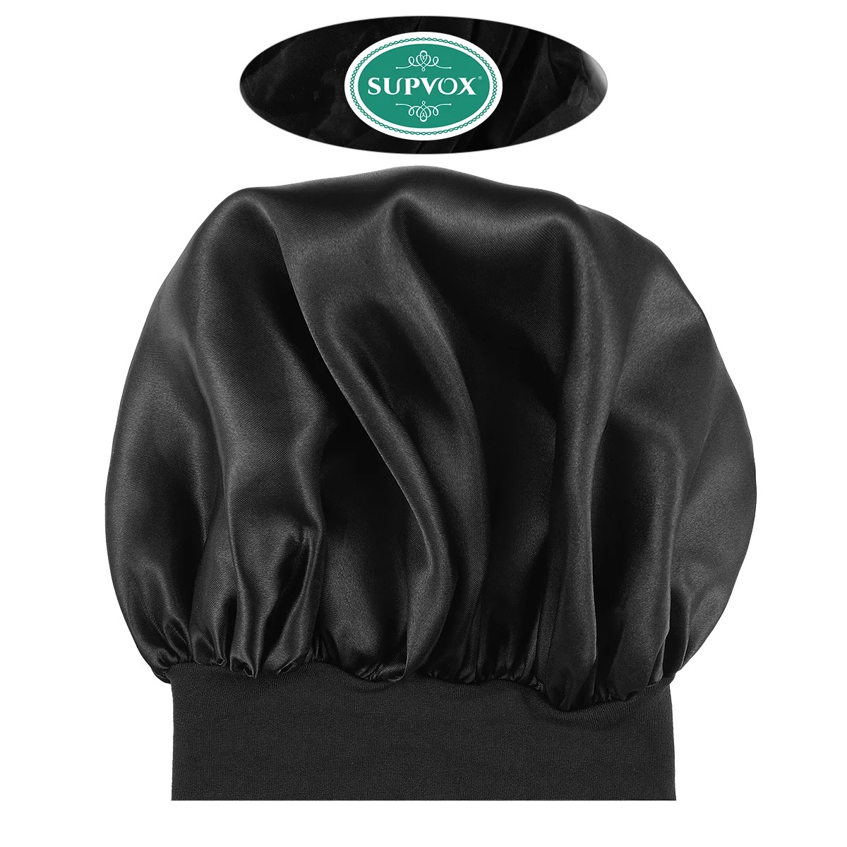 Black Wide Side Sleeping Cap for Women - High Resilience Lined Hair Bonnet for Sleep