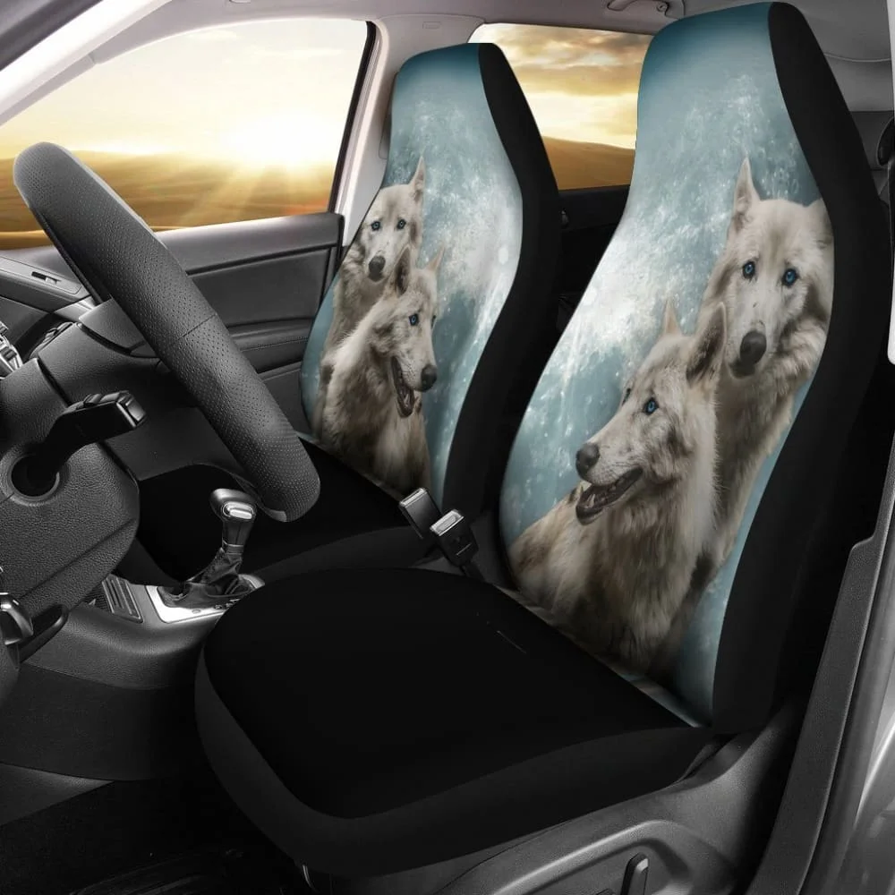 

Wolves Car Seat Cover,Pack of 2 Universal Front Seat Protective Cover