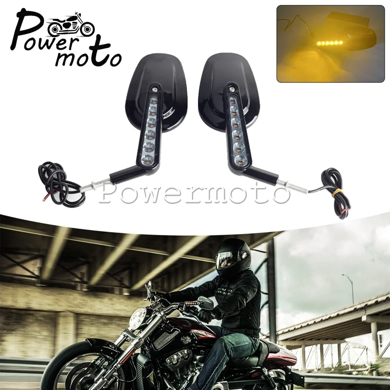 

Мотоциклетное зеркало заднего вида со светодиодной подсветкой и поворотником для Harley VROD Electra Glide Softail Sportster XL