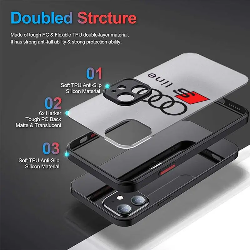 Armor Matte Case For Samsung Note 20 Ultra 10 Lite 9 8 for Samsung Galaxy S23 S22 S21 S20 S10 S9 Ultra Ultra FE Cover Audi-Logo