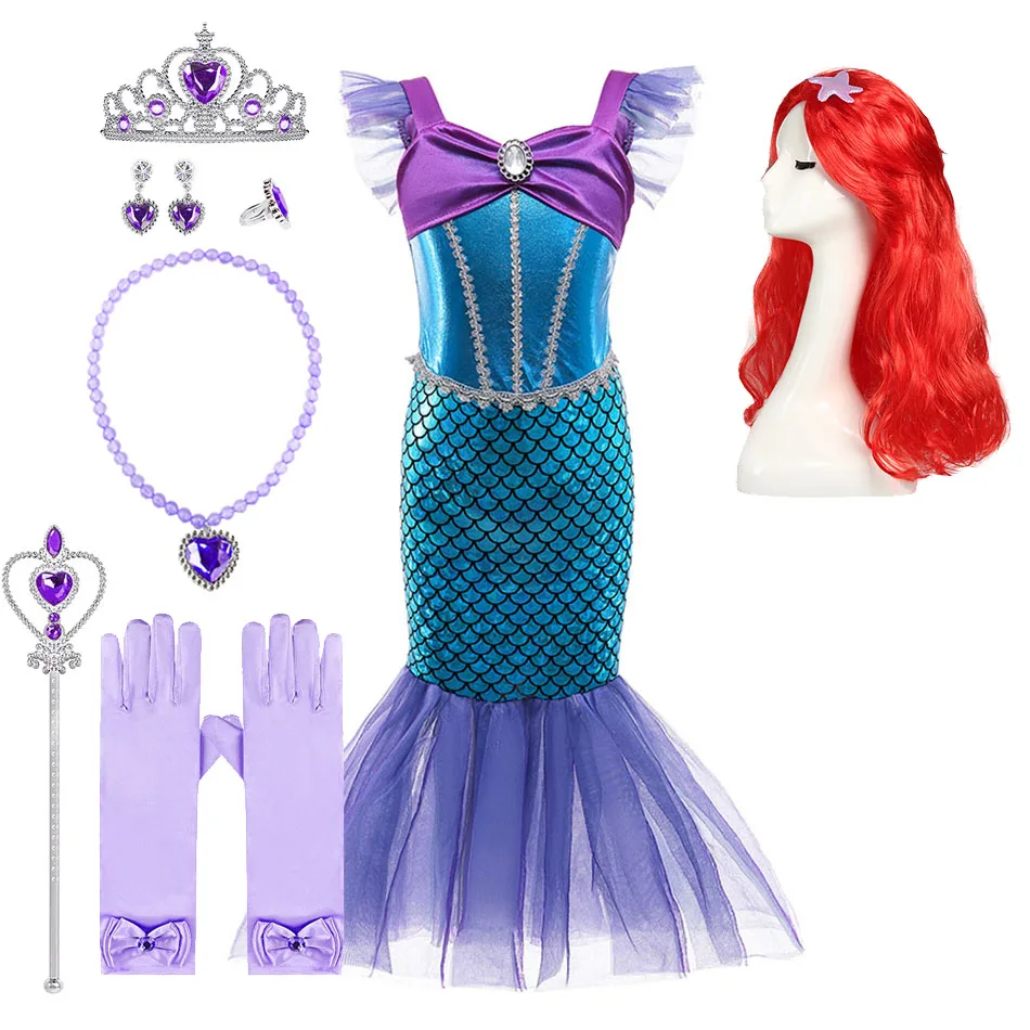Женский костюм Русалочки летнее платье принцессы Ариэль без рукавов элегантная