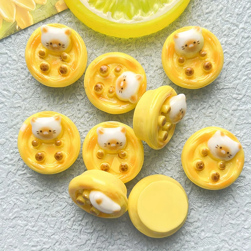 Kawaii кошка яйцо пирог смола подвески мультфильм 3D еда кулон для серег брелки Diy