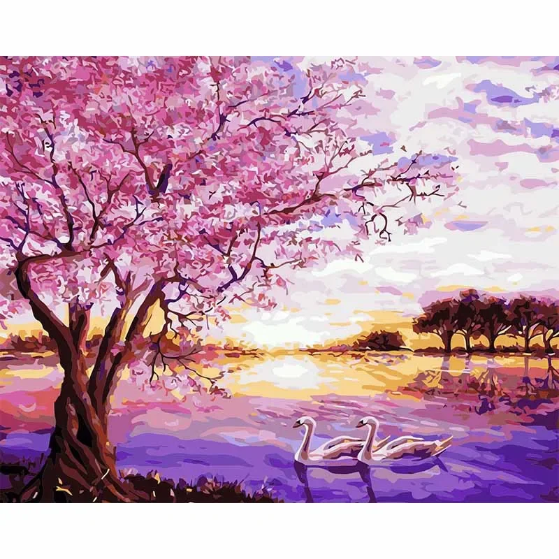 

1093883Digital oil painting hand-painted sunset oil painting landscape decorative painting living room dining room background wa