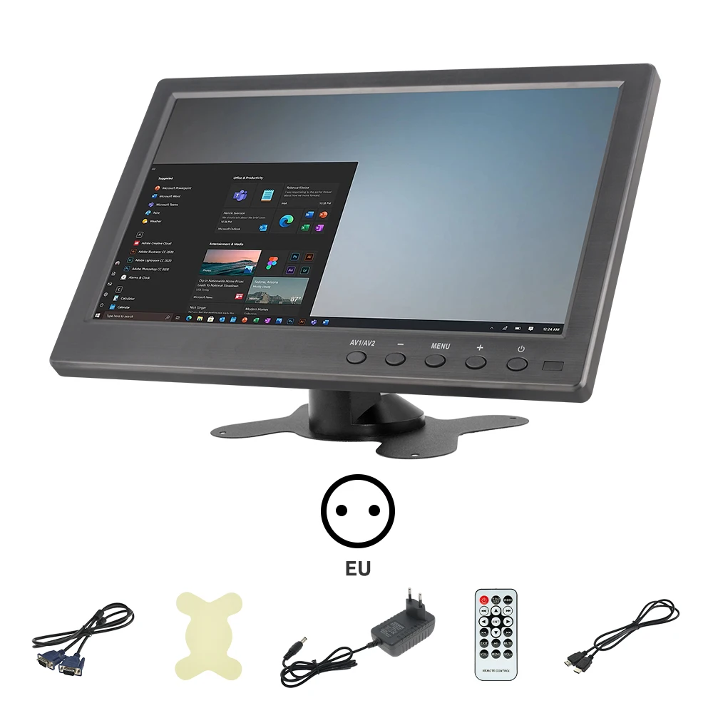 

MJDOUD 10,1-дюймовый автомобильный монитор, ЖК-экран HD, портативный мини-телевизор и компьютерный дисплей, 2-канальный видеовходной монитор безопасности, HDMI, VGA, USB