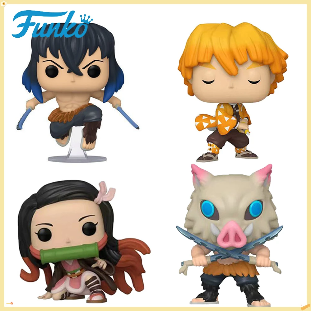 Фото FUNKO Demon Slayer периферия Zenitsu Inosuke Muzan персонаж кукла модель экшн-игрушки фигурки декоративные украшения коллекционные подарки №1