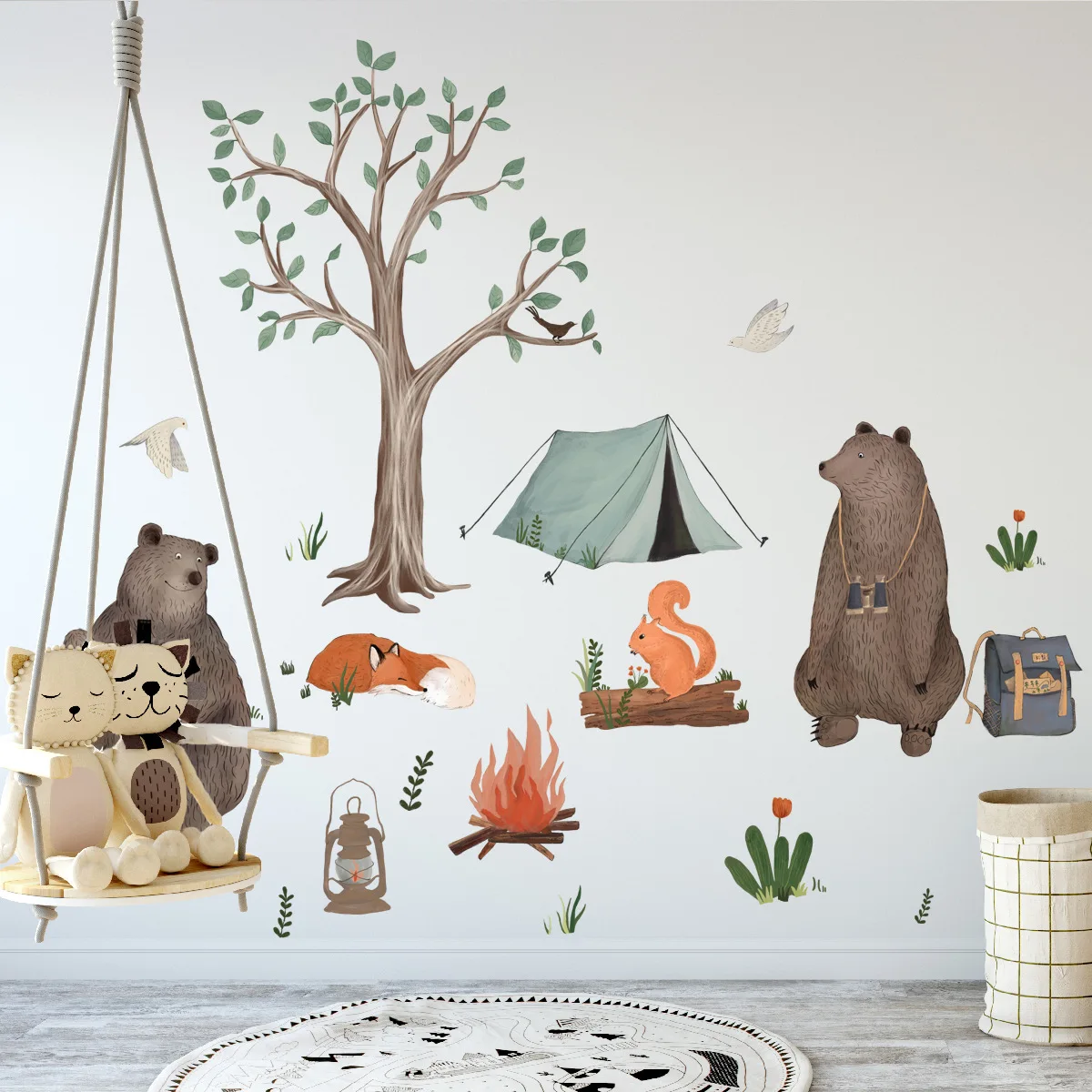 

Hand painted bear cartoon animal wall sticker background wall room decoration wall sticker self-adhesive wall sticker