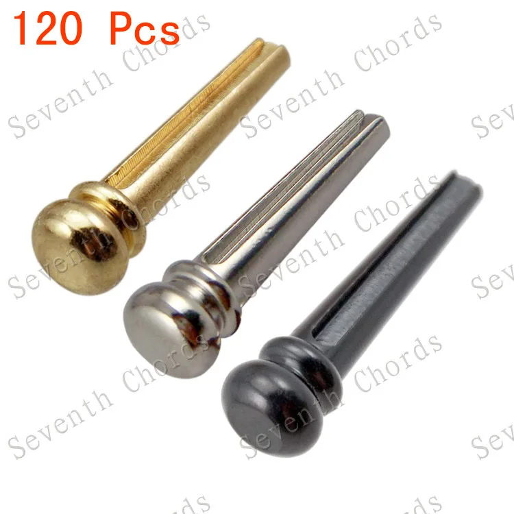 

120 шт., медные булавки для акустической гитары, хромированные, золотые и черные