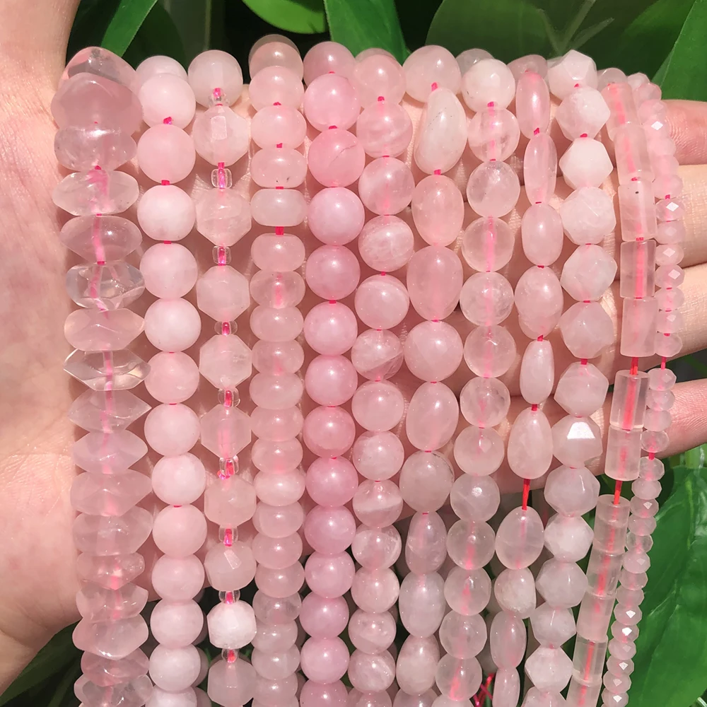 Бусины из розового кварца, 15 дюймов, 4, 6, 8, 10, 12 мм