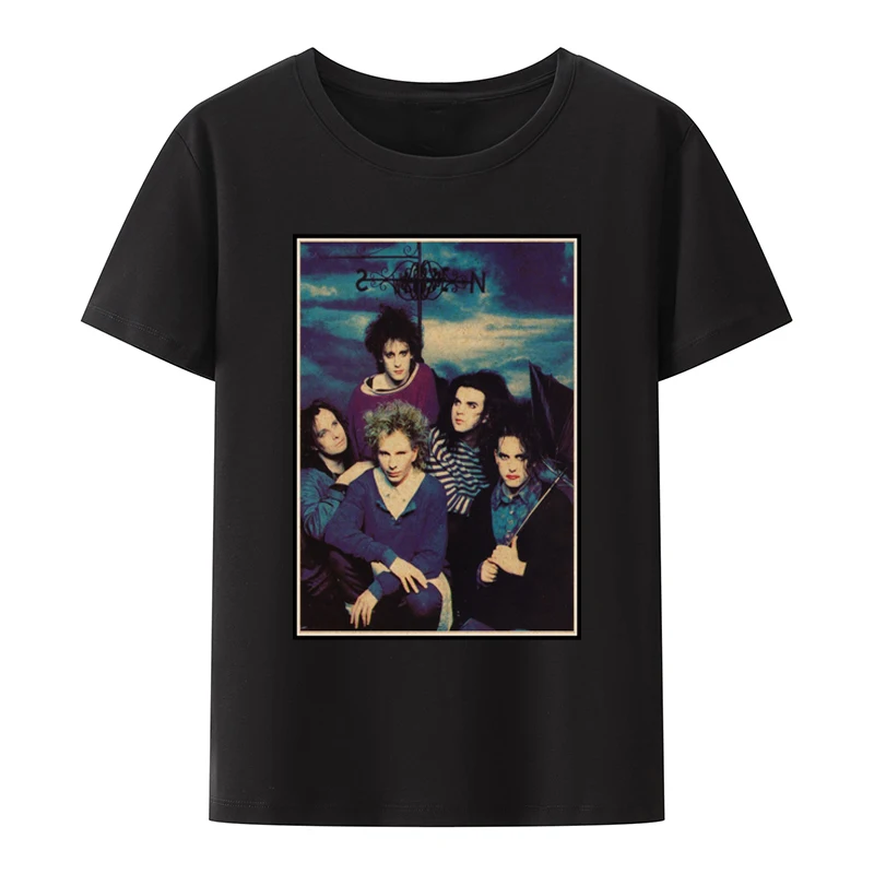

The Cure Rock Y2k Cotton T-shirts Group Photo of Band Members Alternative Rock Gothic Rock Style Robert Smith Tee Top