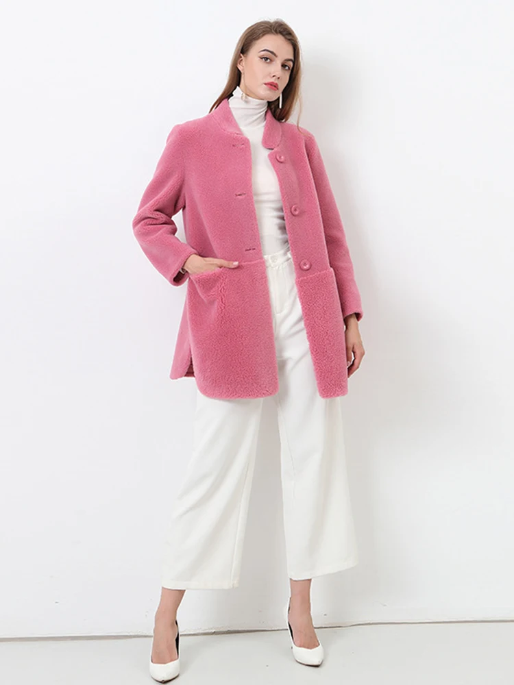 

Новинка, зимнее женское пальто из искусственного меха норки, модная повседневная теплая однобортная верхняя одежда с длинным рукавом и отложным воротником