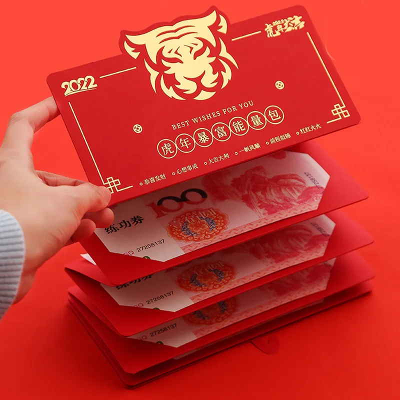 

Foldable Chinese Red Envelopes 2022 Chinese Year of the Tiger Lucky Money Packets 6/10 Card Slot Red Packet HE