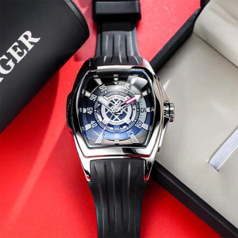 Мужские автоматические часы Reef Tiger 42 3 мм корпус Tonneau механические наручные