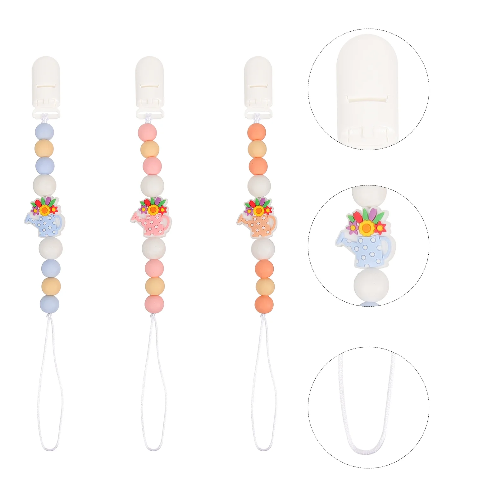 

3 Pcs Baby Teether Silicone Toy Straps Pacifier Watch Band Stroller Silica Gel Infant Products