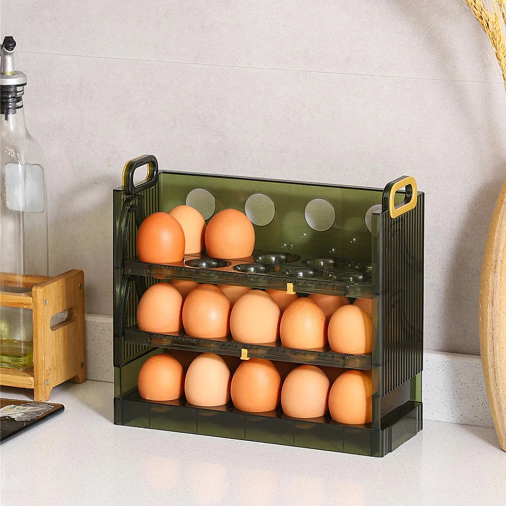 New Egg Storage Box for Refrigerator Can Be Reversible Three Layers of 30 Egg Plastic Home Kitchen Egg Tray Multi-layer Egg Rack