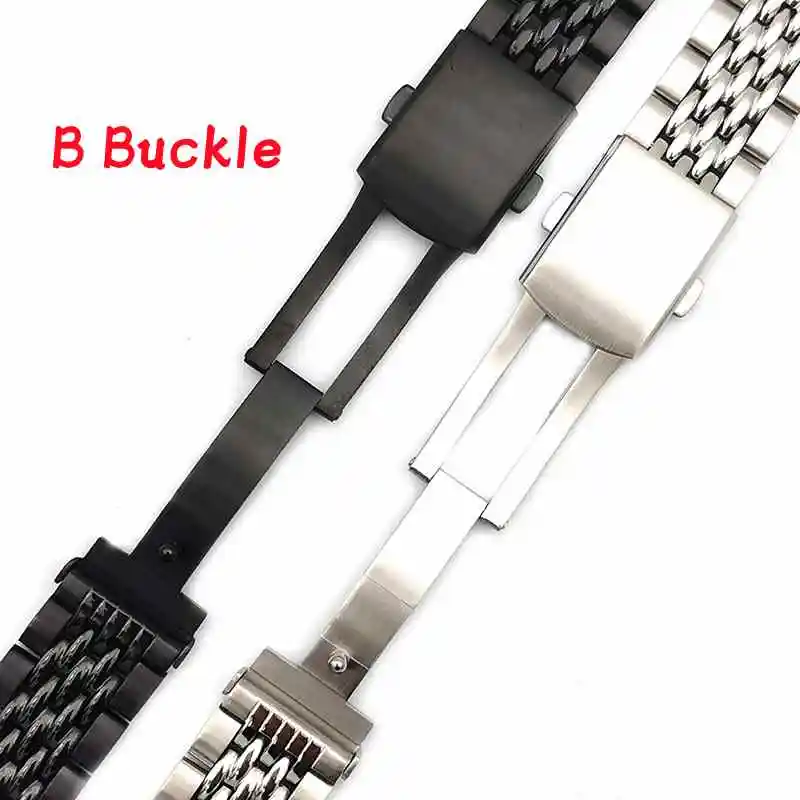 22mm 316L Stainless Steel Bead of Rice Universal Straight End Watch Strap Band Bracelet Fit for SKX007 Dive Watch