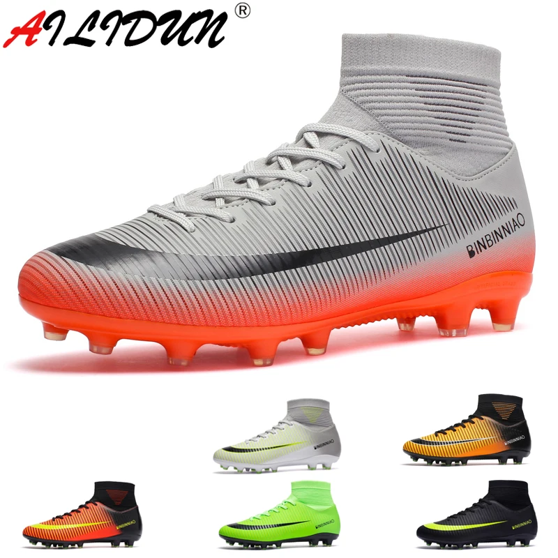

Men Soccer Shoes TF/AG High Ankle Football Boots Male Outdoor Non-slip Grass Multicolor Training Match Sneakers Waterproof