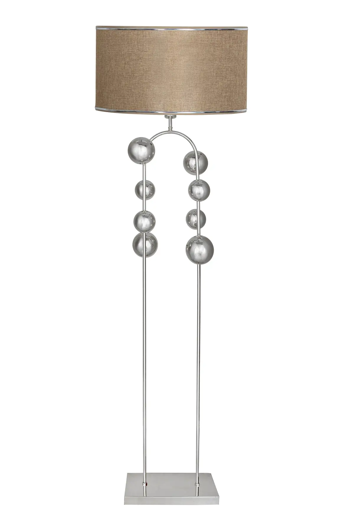 

Хромированная Металлическая Напольная Лампа-проволочная сетка коричневого цвета с хромированной полосой