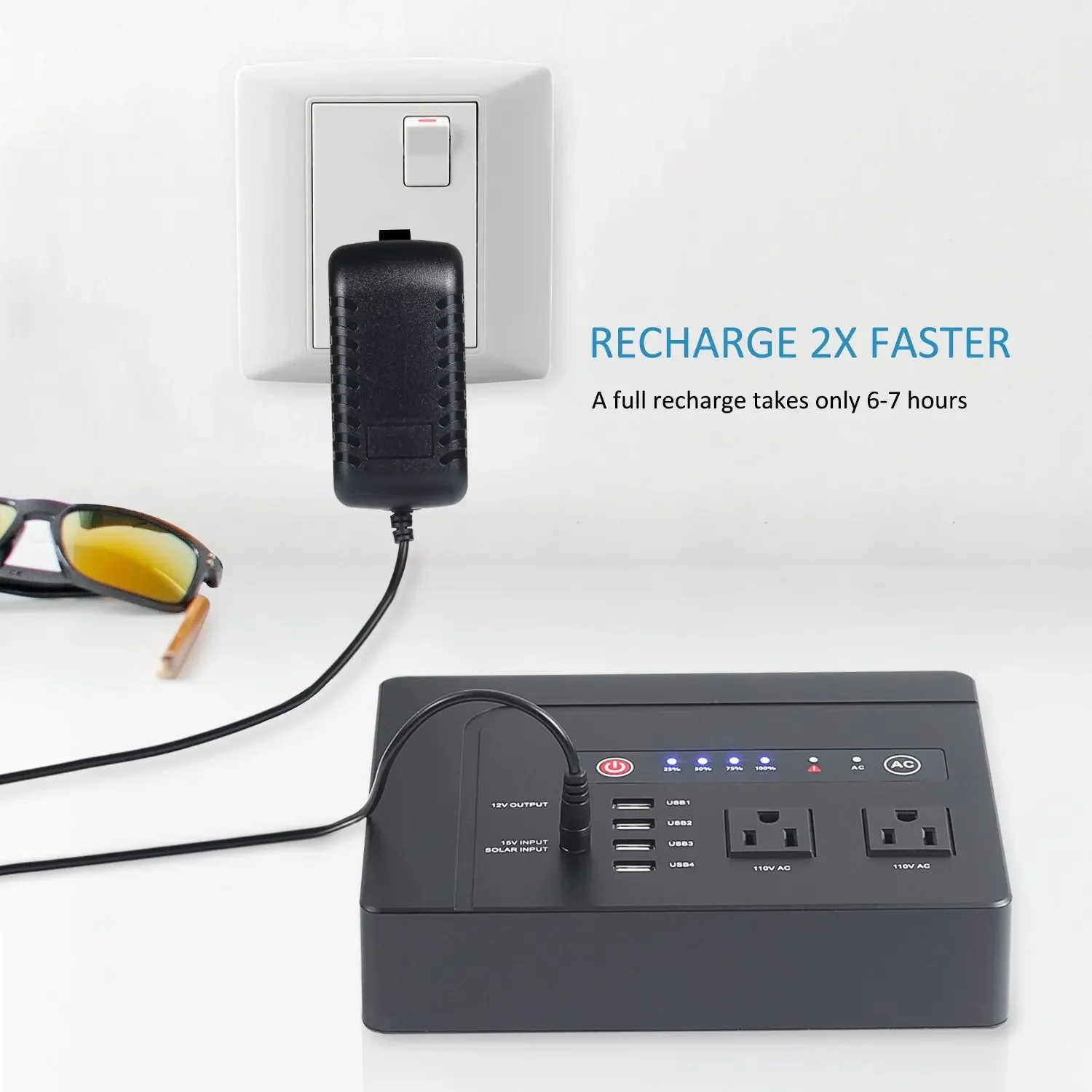 Портативное зарядное устройство переменного тока на солнечной батарее 42000 мАч 200