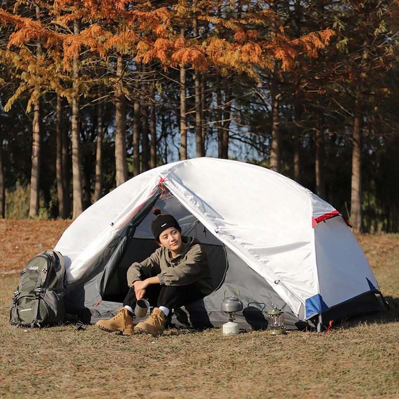 Backpacking Tent 2 Person Double Layer Camping Tents 4 Seasons Waterproof Breathable Lightweight Portable Travel Tent