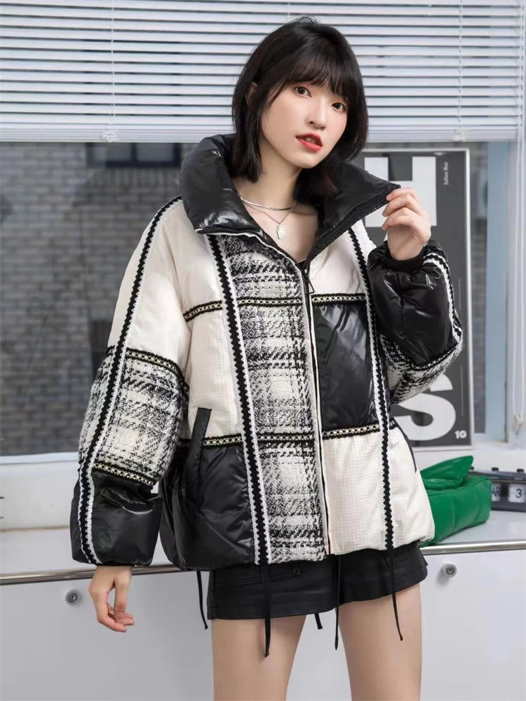 

Down Cotton Coat Women Small Fragrance Style Short Stand Collar Loose Warmth Parkas 2022 Winter New Fashion Temperament Clothing