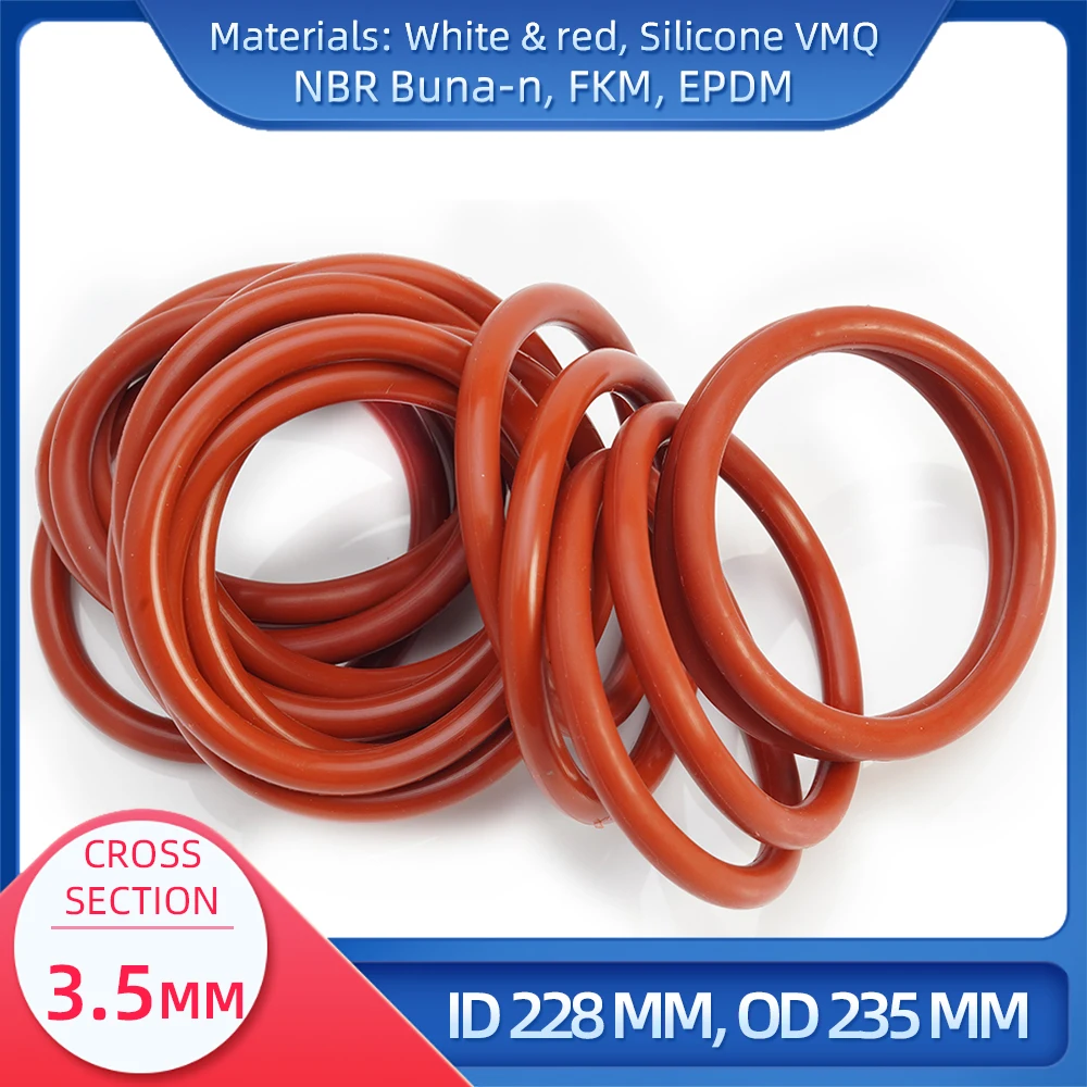 

O Ring CS 3.5 mm ID 228 mm OD 235 mm Material With Silicone VMQ NBR FKM EPDM ORing Seal Gask