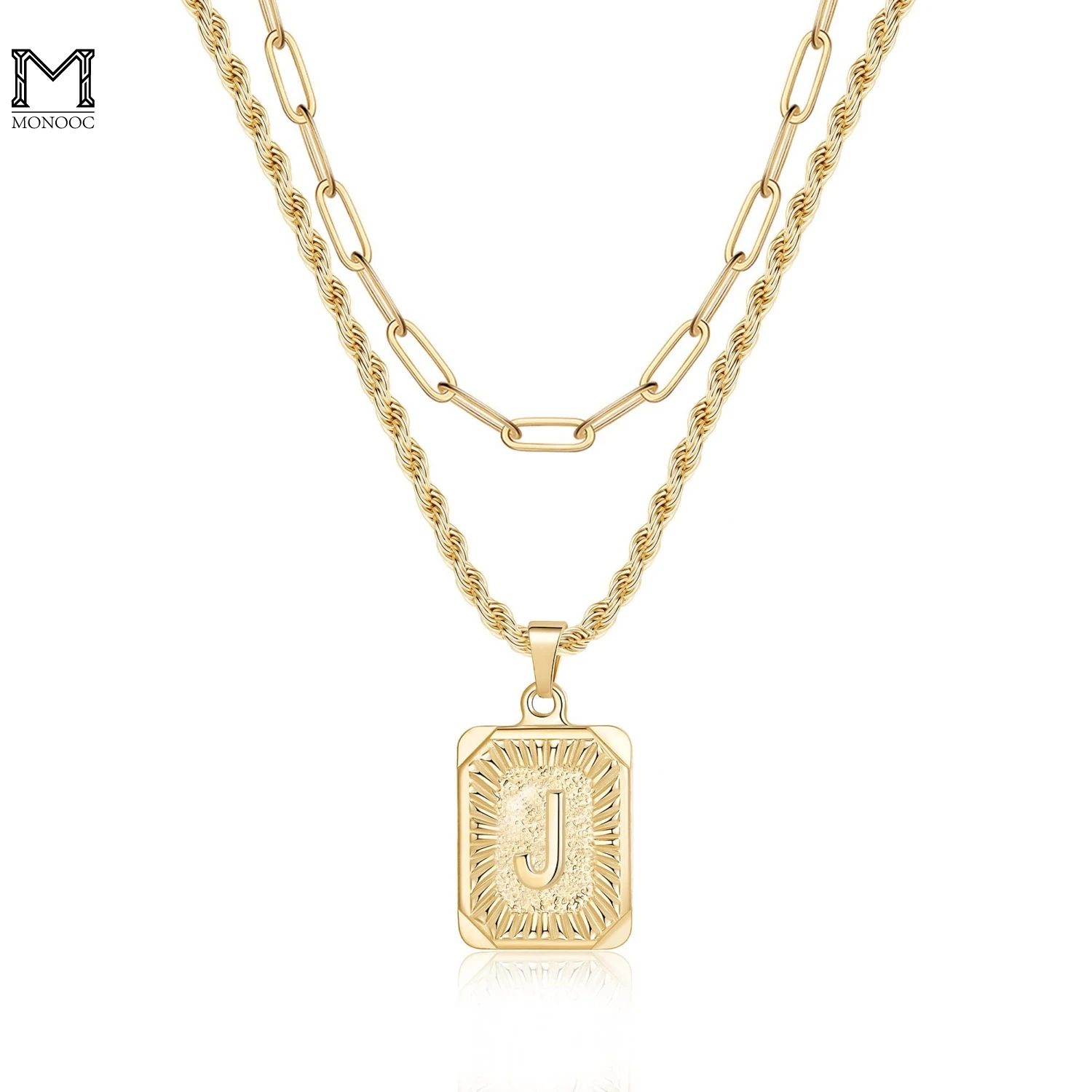 

MONOOC Позолоченные многослойные ожерелья для женщин 14K позолоченный кулон заколка звено Веревка Цепь Подарочные ожерелья украшения 2022