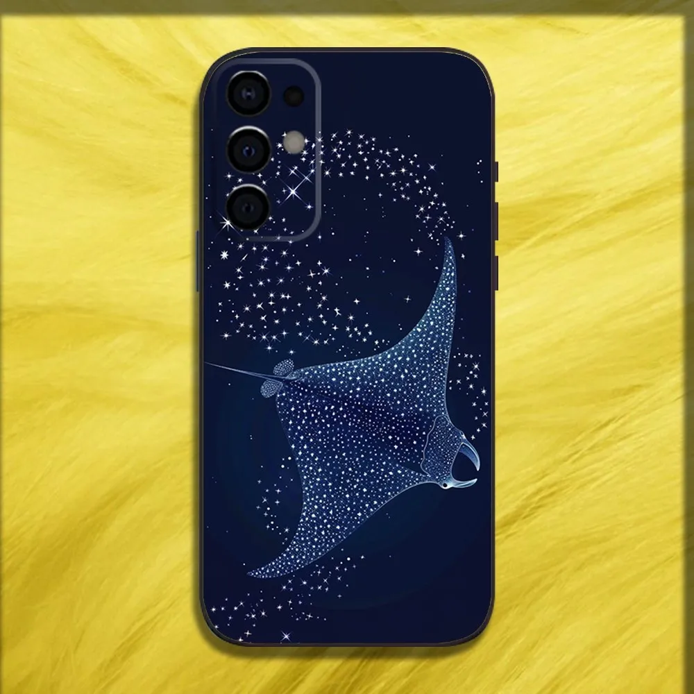 Ocean Sea Animal Manta Ray Phone Case For Samsung S24 S21 S22 S23 S30 Ultra S20 Plus Fe Lite Note 10 9 5G Black Soft Cover