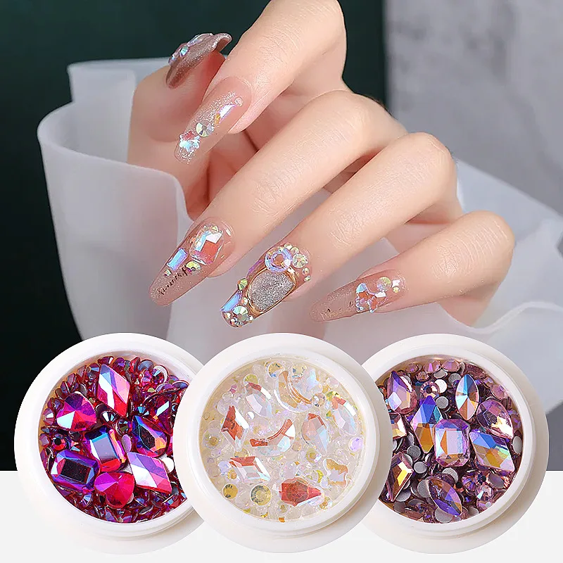 

Shiny Flat Round Diamond Nail Art Rhinestone Decoration Kawaii Korean Style Nail Supplies For Professionals