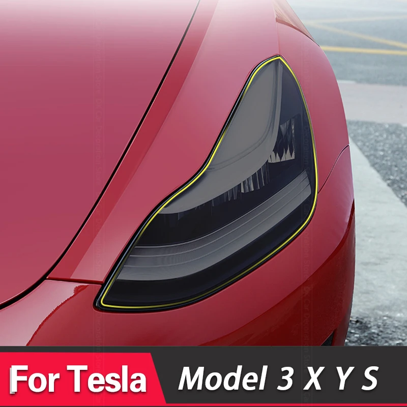 2PCS For Tesla Model 3 X Y S Car Headlight Tint Black Protective Film Transparent Protection TPU Sticker Accessories 2PCS 2PCS For Tesla Model 3 X Y S Car Headlight Tint Black Protective Film Transparent Protection TPU Sticker Accessories 2PCS