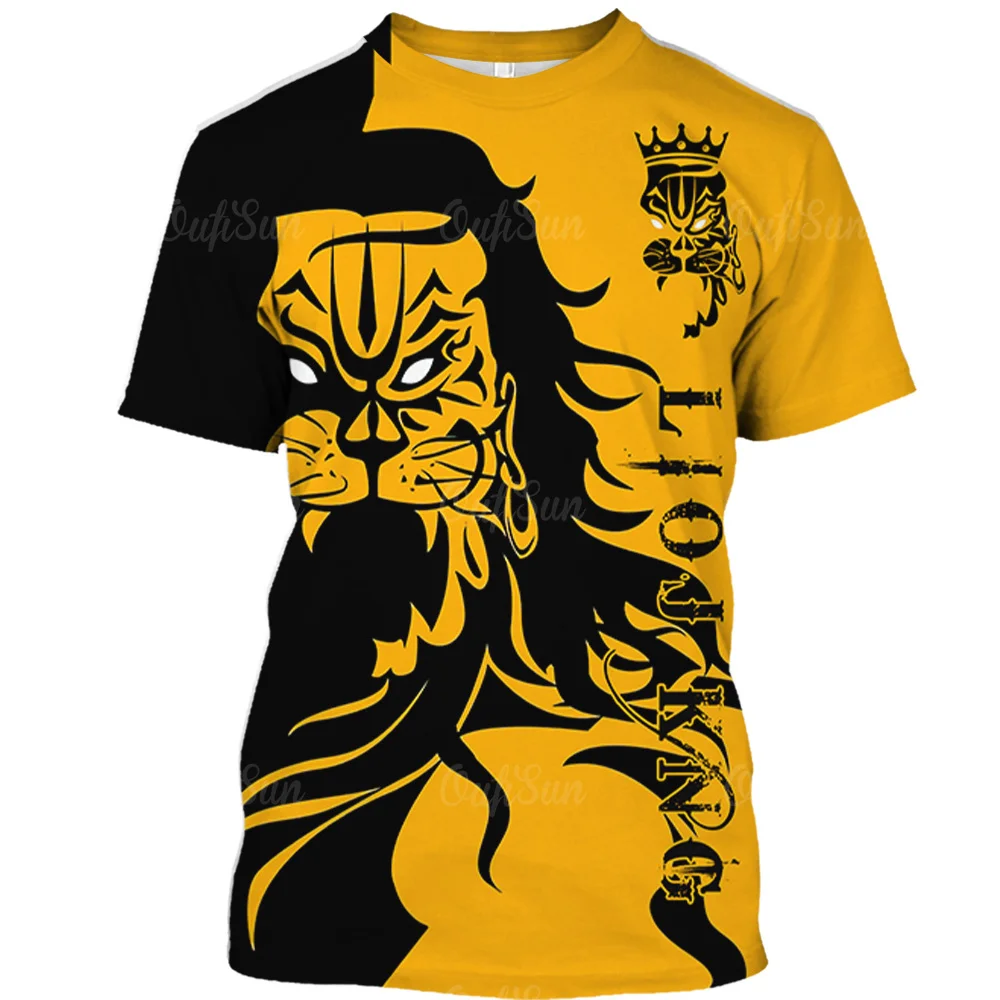 

Animal Men's T-shirt 3D Lion Print Street Short Sleeve Loose Plus Size T-shirt Men's Fashion Harajuku Top