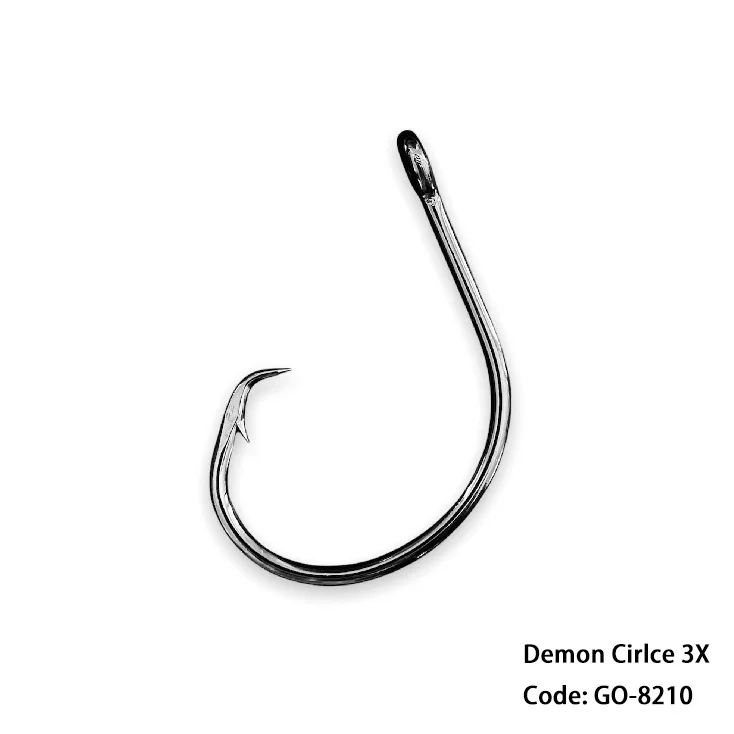 

High Carbon Steel Black Nickel Non-offset Inline Circle Hook 8210 Demon Perfect Circle 3X Strength