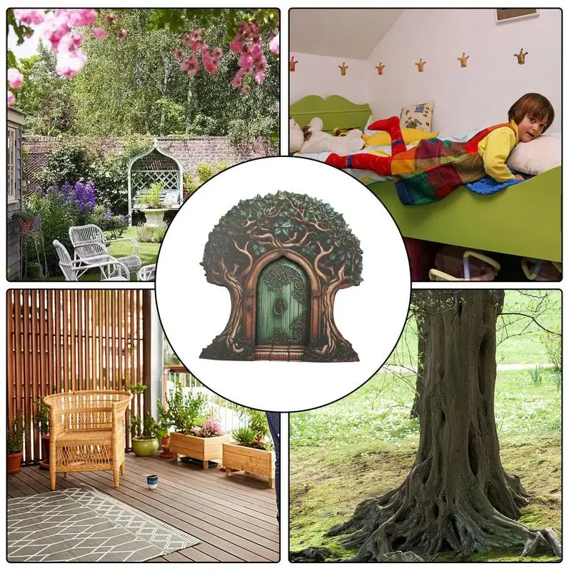 Сказочные двери для деревьев уличные деревянные мини-сказные красочные