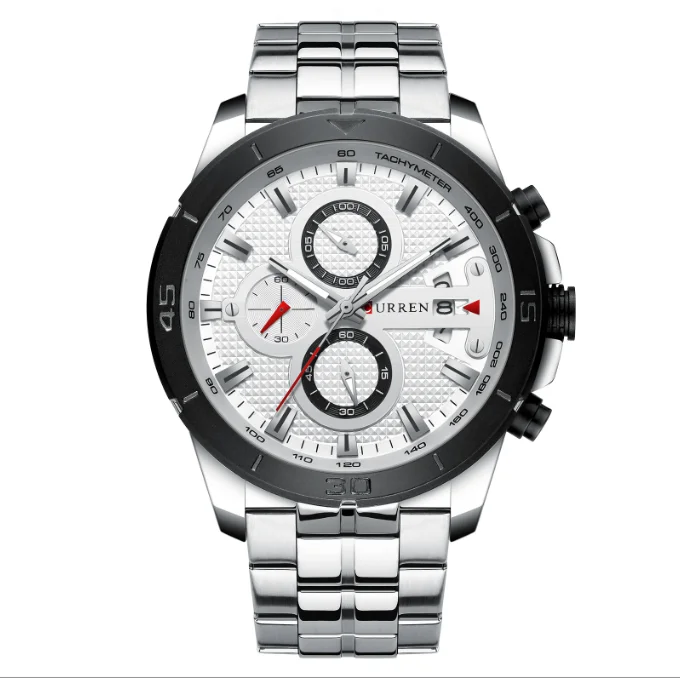 Многофункциональные кварцевые часы с календарем и зеркальным стеклом